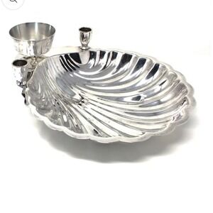 Vintage FB Rogers Silver Co Clamshell Server Silverplate Tray Candle Holders Cup